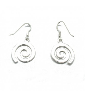 E000756 Dangling sterling silver earrings Spiral solid hallmarked 925 